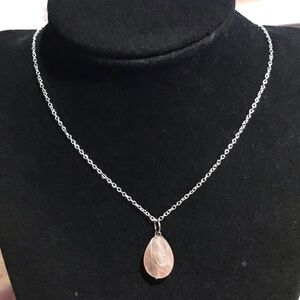 Wire wrapped rose Quartz teardrop necklace